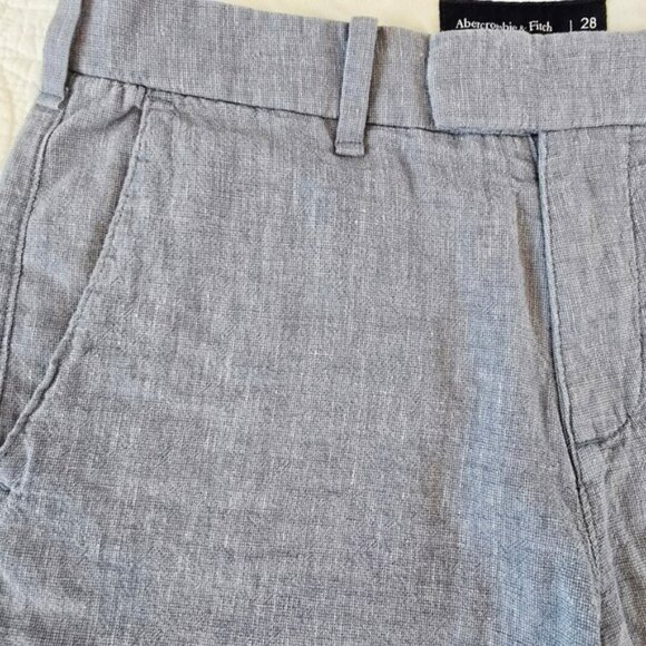 Abercrombie & Fitch Women's Linen Blend Shorts Size 28 Blue White Vacation - Picture 2 of 11